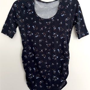 XS scoop neck shirt by Motherhood Maternity. Navy blue, floral pattern. GUC.